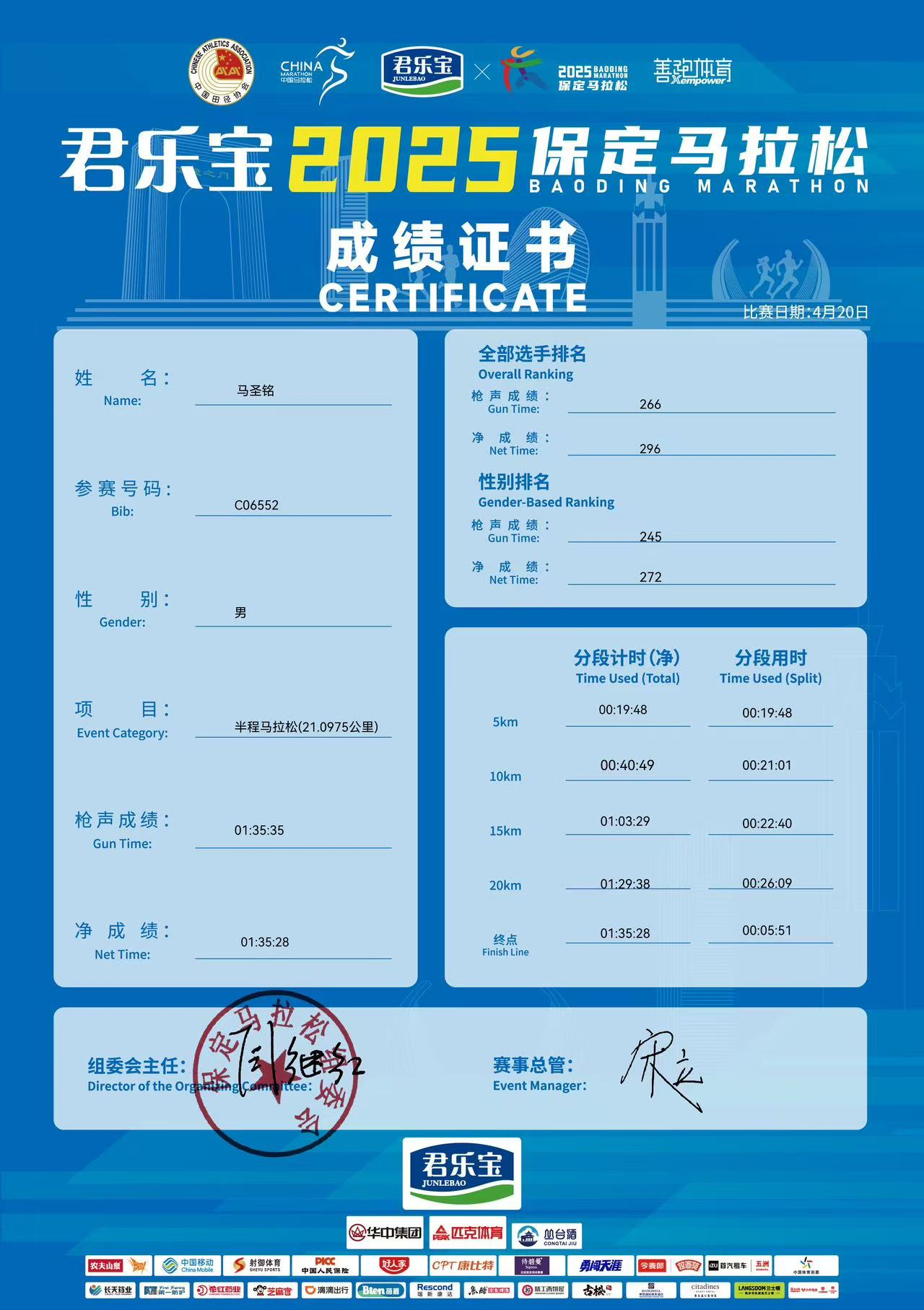 喜报|我校学子在君乐宝2025马拉松比赛中斩获佳绩