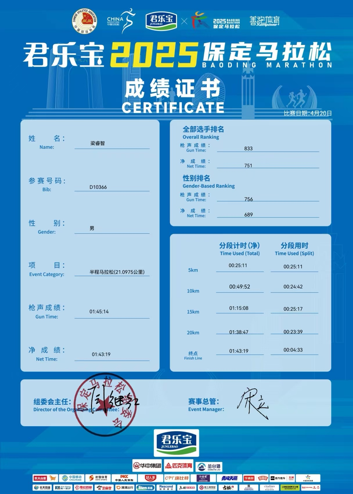 喜报|我校学子在君乐宝2025马拉松比赛中斩获佳绩